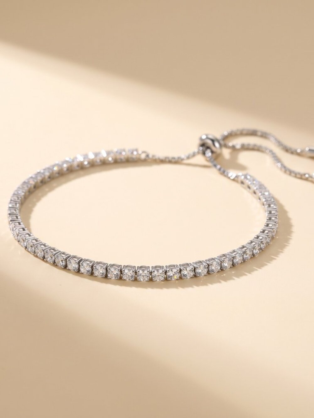Mens Iced Moissanite Tennis Bracelet Silver 2mm Adjustable No Pass
